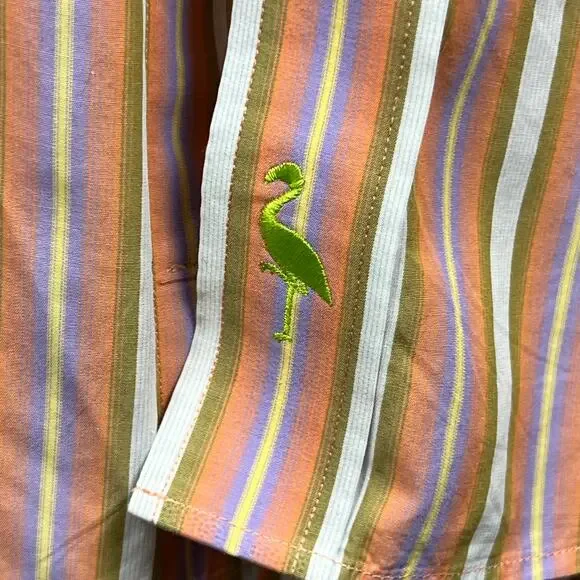 Tailor Byrd Mens Large Dress Shirt Button up Stiped Careerwear Office Salmon - Picture 12 of 14